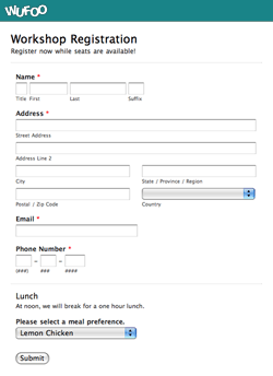 Registration Form Template on Workshop Registration