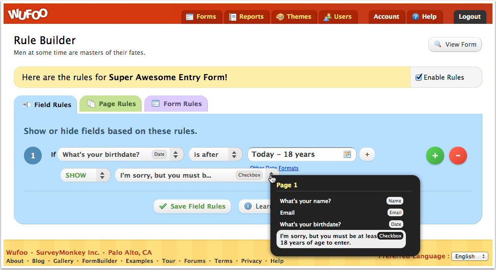 Configuring the Field Rule