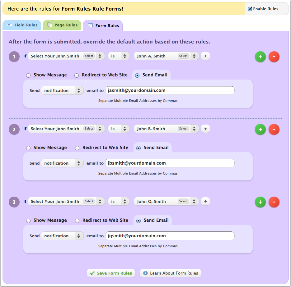 Form Rule Notifications Form Rule Notifications