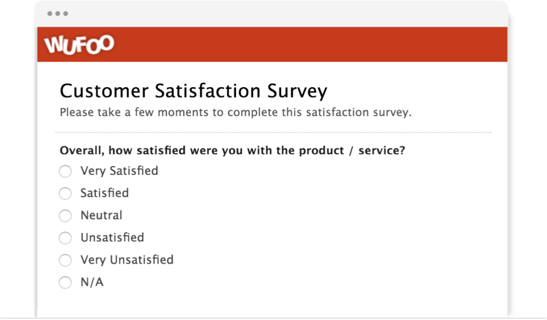 Examples Wufoo - surveys and market research