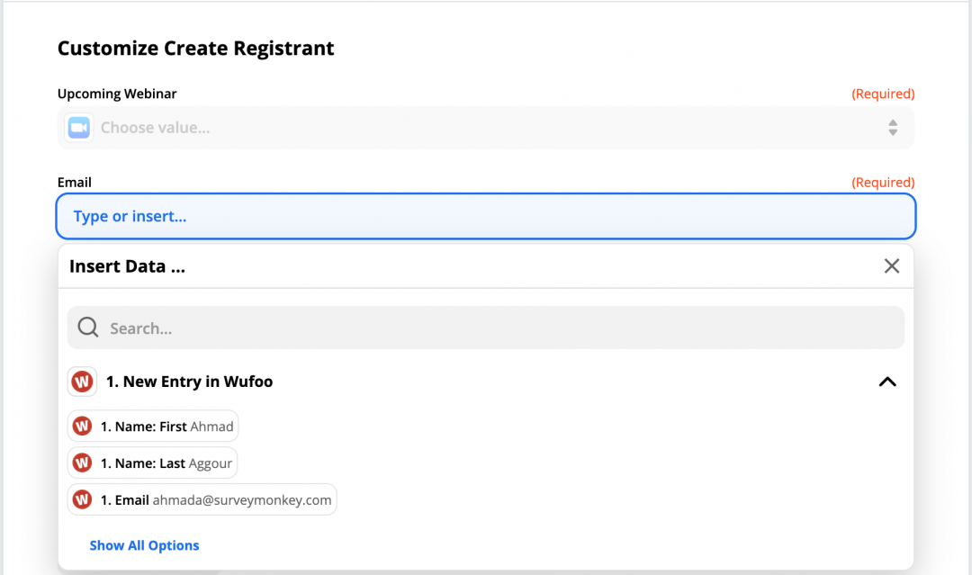 Wufoo Zapier Field Matching