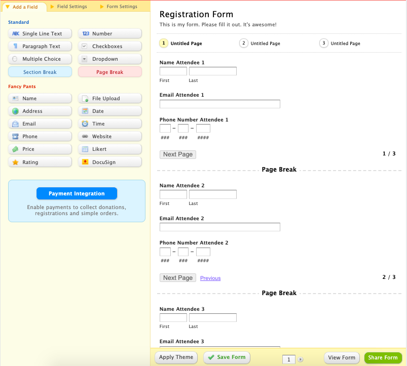 wufoo registration form 5