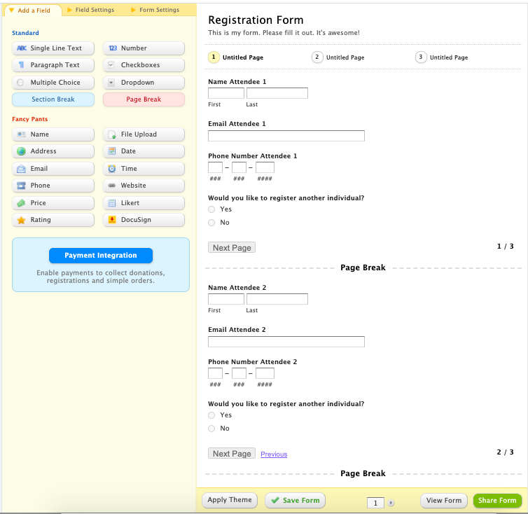 wufoo registration form 6