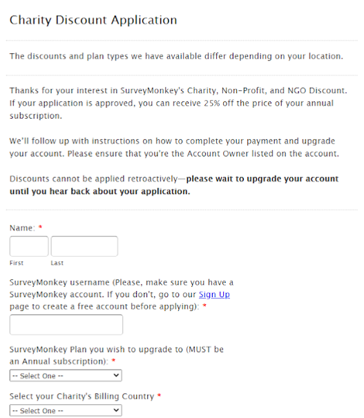 wufoo charity discount application