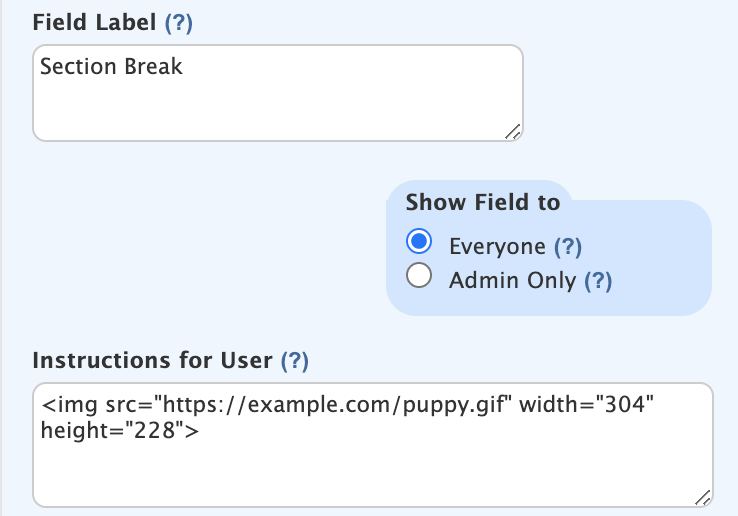 adding image to section break - Wufoo